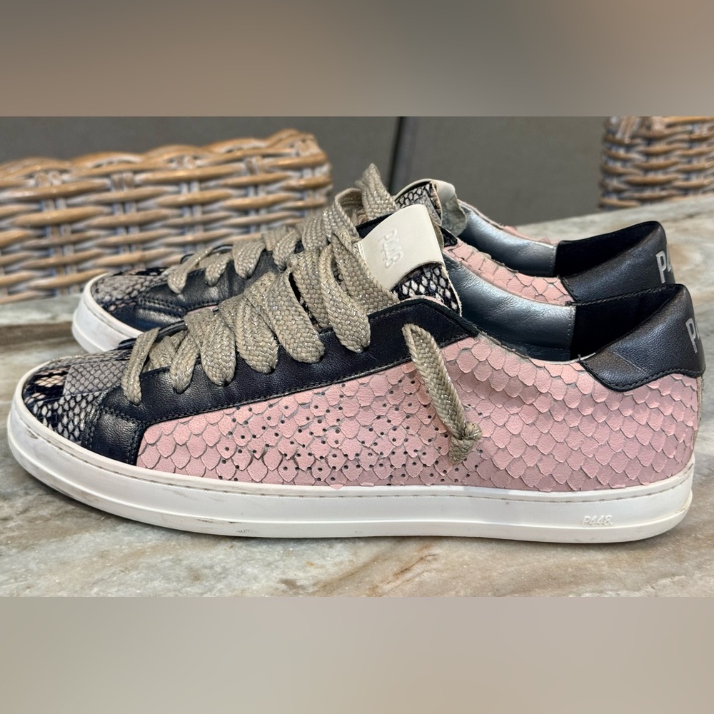 Women’s P448 John Pink Python Leather Sneakers- S… - image 1